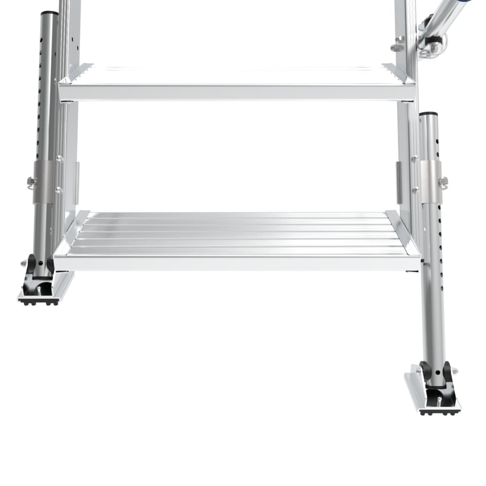 Pieds articulés réglables tous les 20 mm sur 230 mm