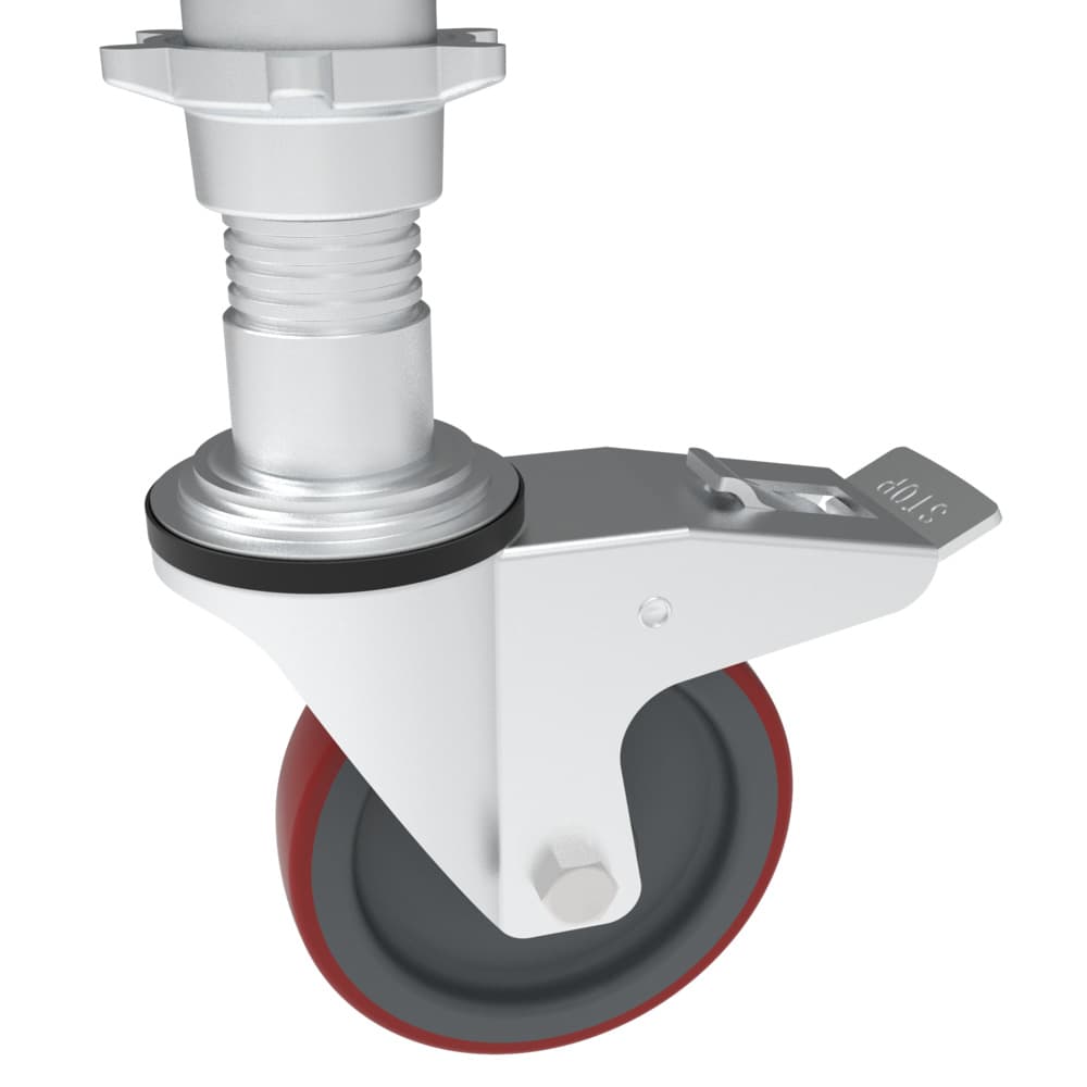 Roues à frein réglables Ø 125 mm sur 18 cm