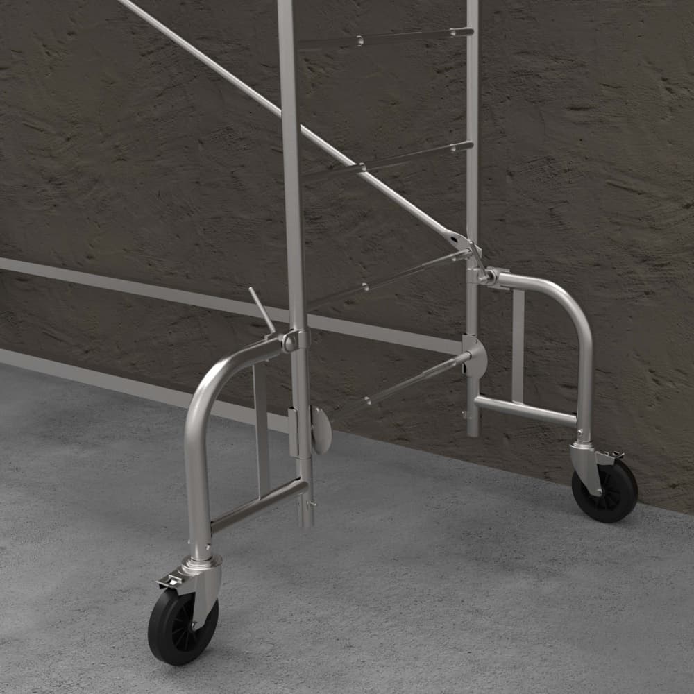 Pieds orientables pour travailler le long d'un mur