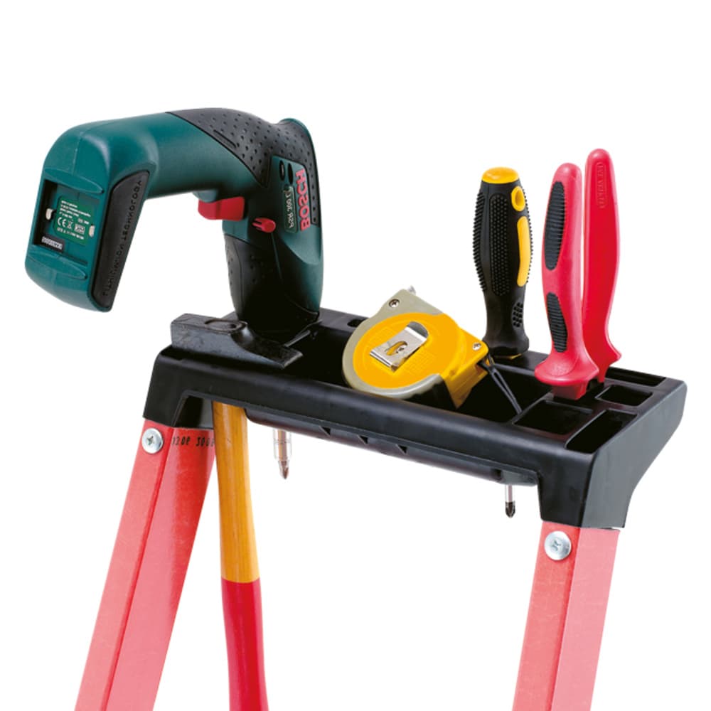 Porte-outils avec logement perceuse / visserie et crochet porte seau